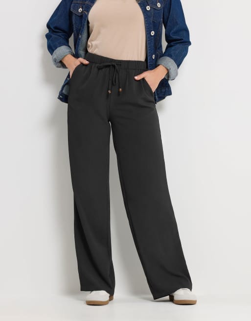 Long Tall Sally Textured wide leg trousers in black, 2 of 4