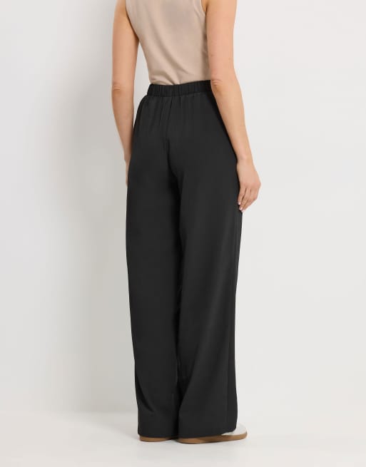 Long Tall Sally Textured wide leg trousers in black, 4 of 4