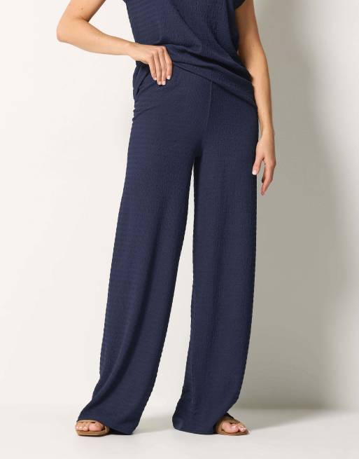 Long Tall Sally Textured wide leg trousers in blue, 2 of 4