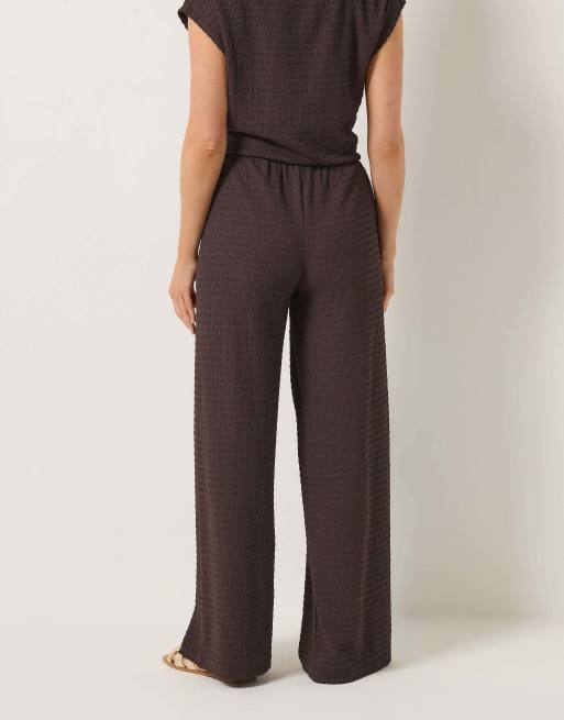 Long Tall Sally Textured wide leg trousers in brown, 3 of 4