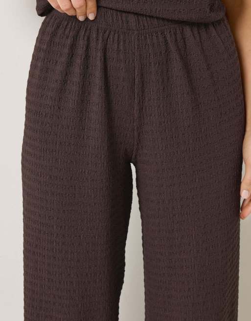 Long Tall Sally Textured wide leg trousers in brown, 4 of 4