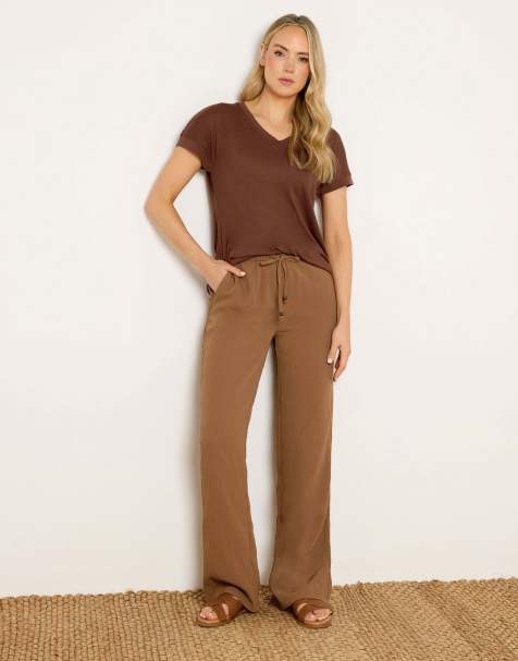 Long Tall Sally Textured wide leg trousers in brown - view 1
