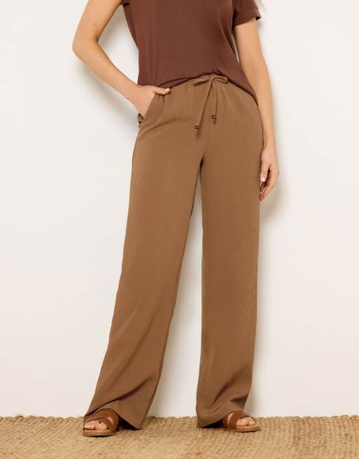 Long Tall Sally Textured wide leg trousers in brown, 2 of 4