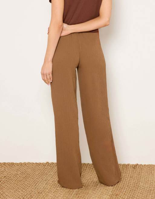 Long Tall Sally Textured wide leg trousers in brown, 3 of 4