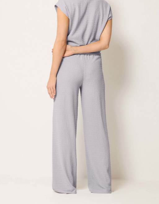 Long Tall Sally Textured wide leg trousers in grey, 3 of 4