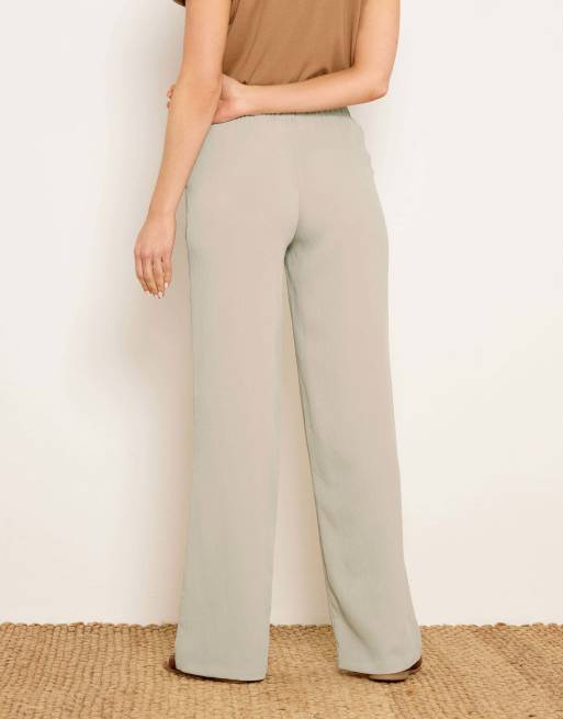 Long Tall Sally Textured wide leg trousers in natural, 3 of 4
