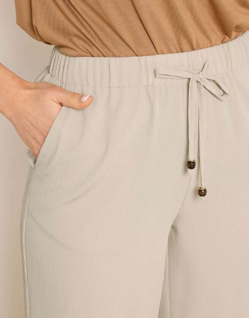 Long Tall Sally Textured wide leg trousers in natural, 4 of 4