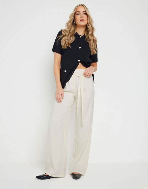 Long Tall Sally Tie wide leg trousers in ivory - view 1