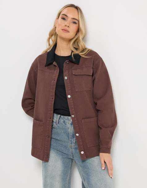 Long Tall Sally Twill barn jacket in brown