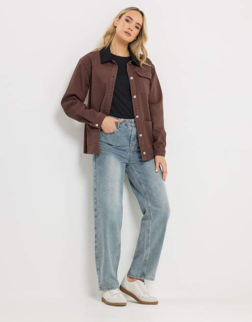 Long Tall Sally Twill barn jacket in brown, 2 of 4