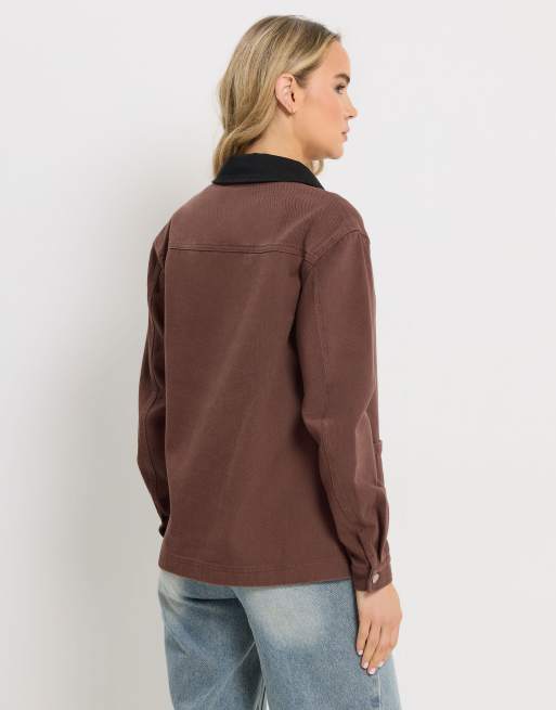 Long Tall Sally Twill barn jacket in brown, 3 of 4