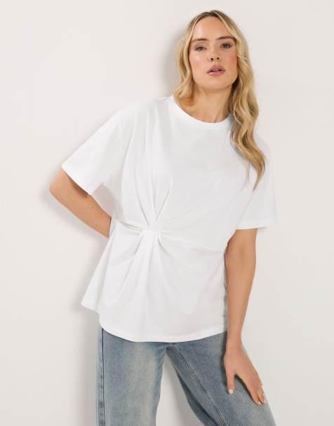 Long Tall Sally Twist front t-shirt in white - view 1