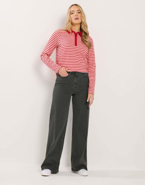 Long Tall Sally Washed wide leg jeans in grey - view 1