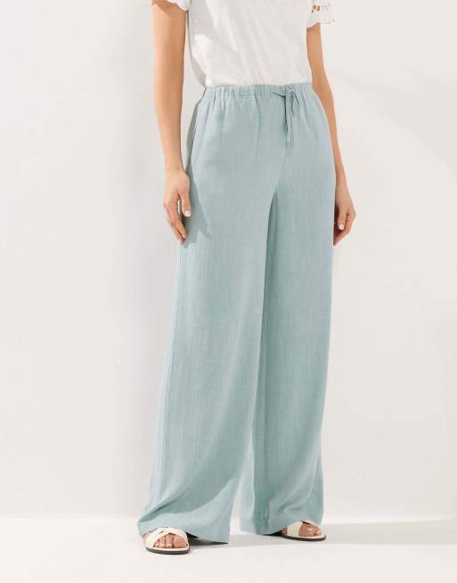 Long Tall Sally Wide leg linen trousers in blue, 2 of 4