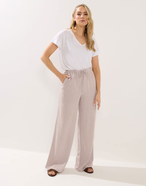 Long Tall Sally Wide leg linen trousers in natural - view 1
