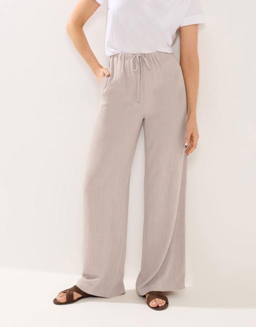 Long Tall Sally Wide leg linen trousers in natural, 2 of 4