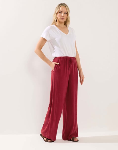 Long Tall Sally Wide leg linen trousers in red - view 1