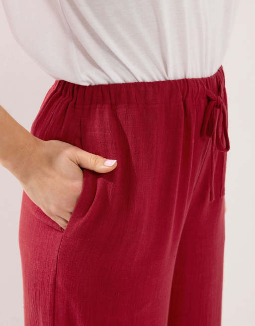Long Tall Sally Wide leg linen trousers in red, 4 of 4