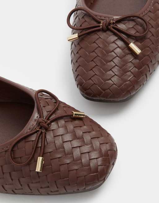 Long Tall Sally Woven ballerina pumps in brown, 3 of 4