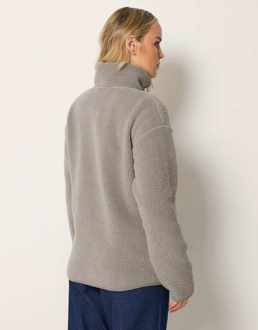 Long Tall Sally Zip through fleece jacket in natural, 3 of 4