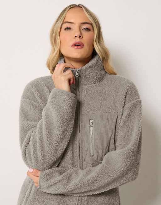 Long Tall Sally Zip through fleece jacket in natural, 4 of 4