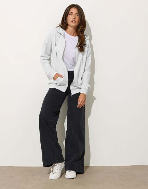 Long Tall Sally Zip through pocket hoodie in grey, 2 of 4