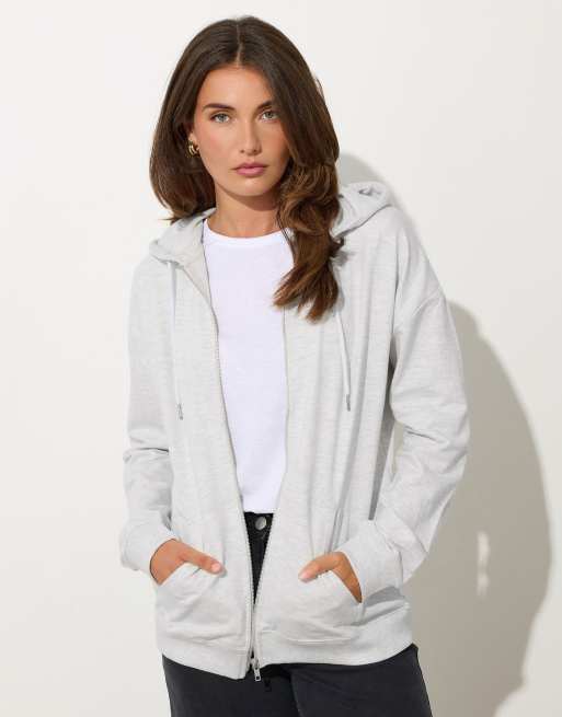Long Tall Sally Zip through pocket hoodie in grey, 4 of 4
