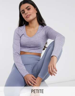 Кроп-топы Лонгслив для йоги со сборками спереди ASOS 4505 Petite-Голубой