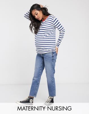 фото Лонгслив для кормления в полоску с контрастной окантовкой asos design maternity-мульти asos maternity - nursing