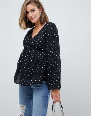 фото Лонгслив для кормящих мам с узором в горошек и завязкой спереди asos design maternity-мульти asos maternity