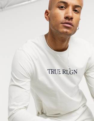 фото Лонгслив с круглым вырезом true religion-серый