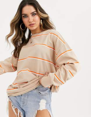 фото Лонгслив в полоску с отделкой на манжетах asos design-мульти