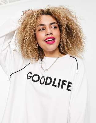 фото Лонгслив в стиле oversized с вышивкой "goodlife" native youth-белый