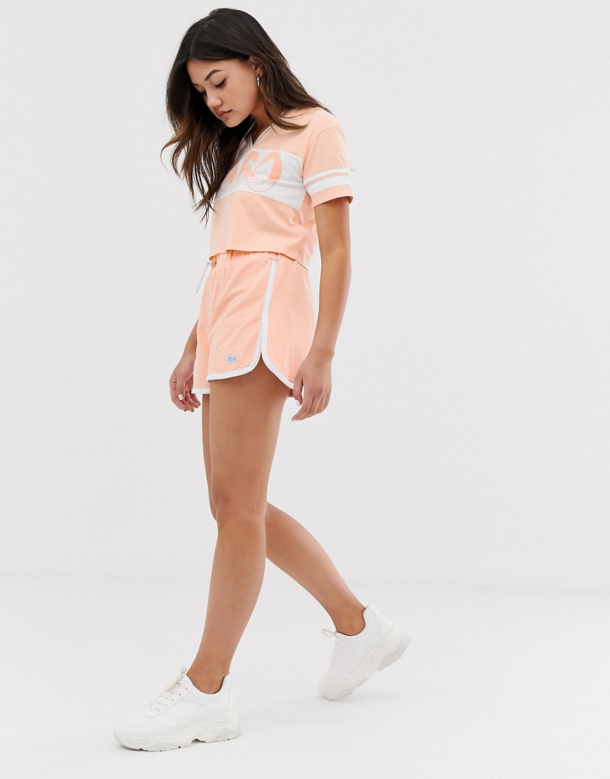 Lonsdale high waisted varsity short in peach-Pink