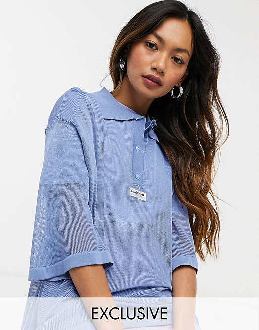 Women Loose Threads oversized lounge polo shirt in loose knit 