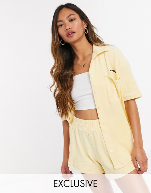 Loose Threads relaxed lounge shirt in towelling co-ord