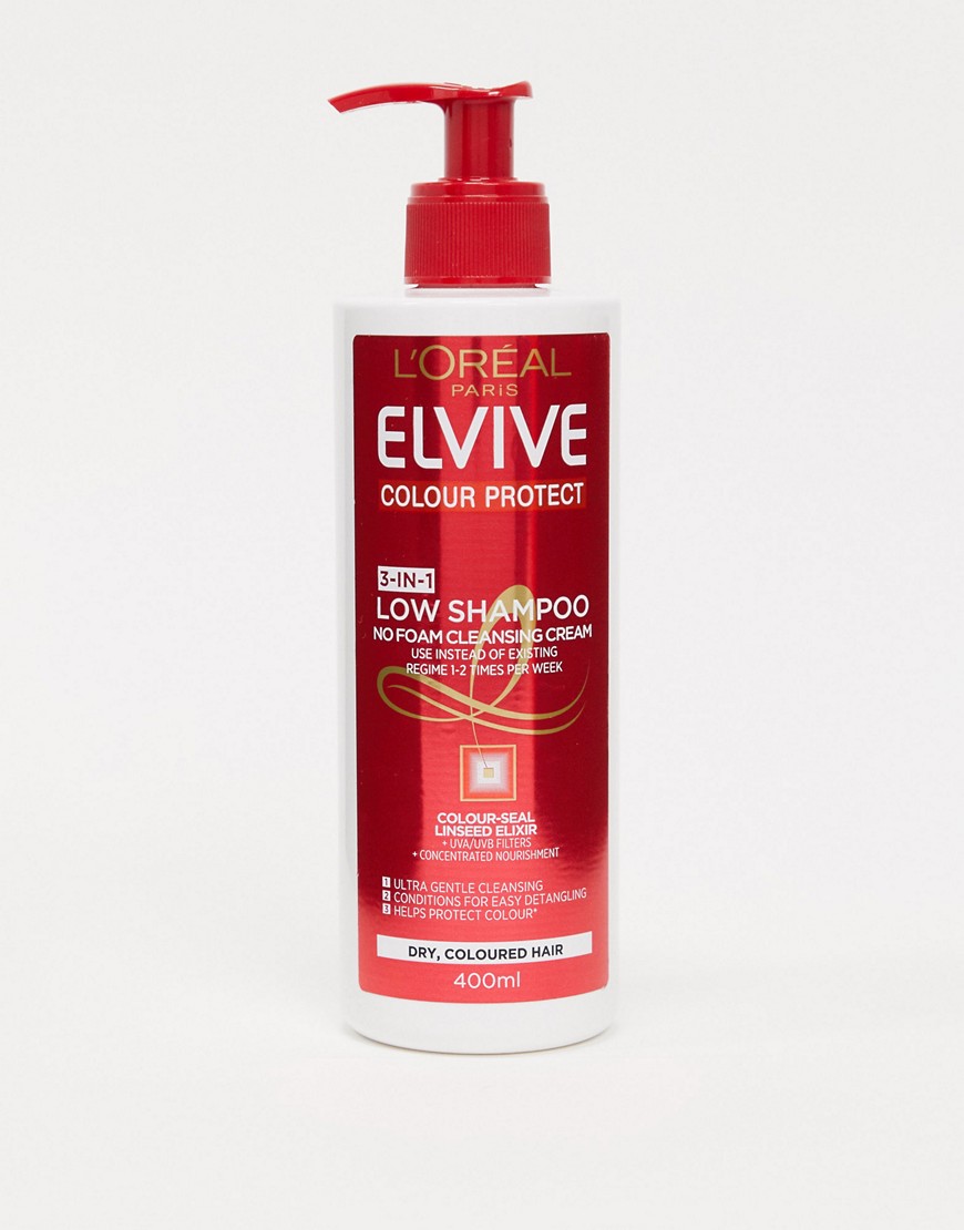 L'Oreal Elvive Colour Protect Low Shampoo for Dry Coloured Hair 400ml-No Colour