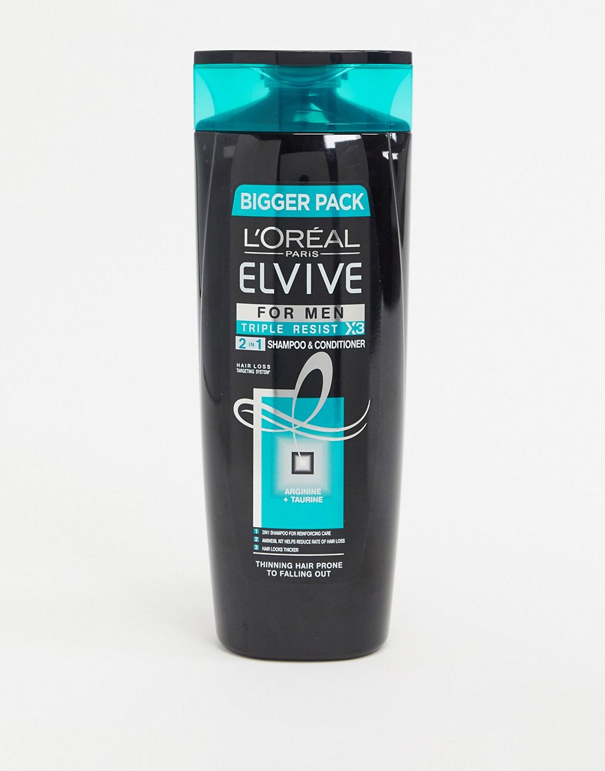 L'Oreal Elvive Men - Triple Resist - Shampoo 2-in-1 per capelli fini 500 ml-Nessun colore