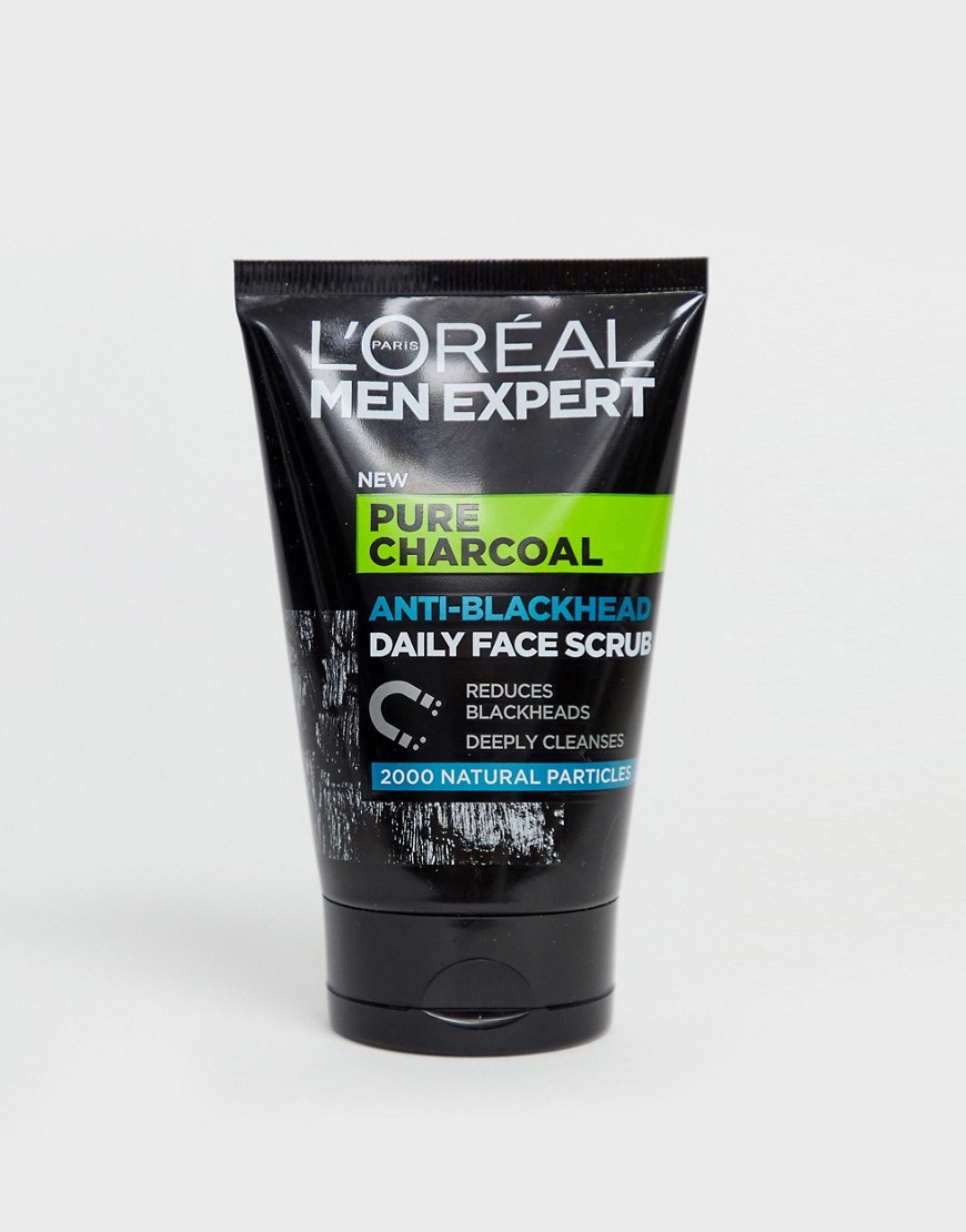 L'Oreal Men Expert - Dagelijkse gezichtsscrub met pure houtskool tegen mee-eters, 100 ml-Zonder kleur