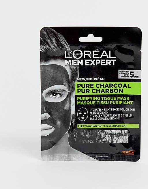 L'Oreal Men Expert - Maschera in tessuto purificante al carbone puro da 30 g