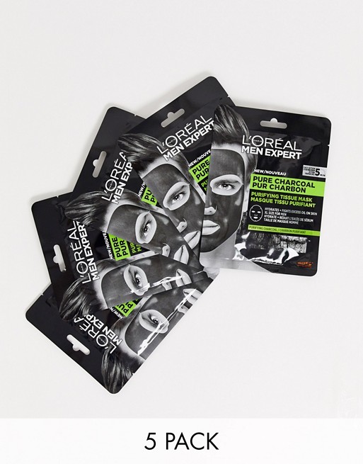 L'Oreal Men Expert Pure Charcoal Face Mask Multipack x5