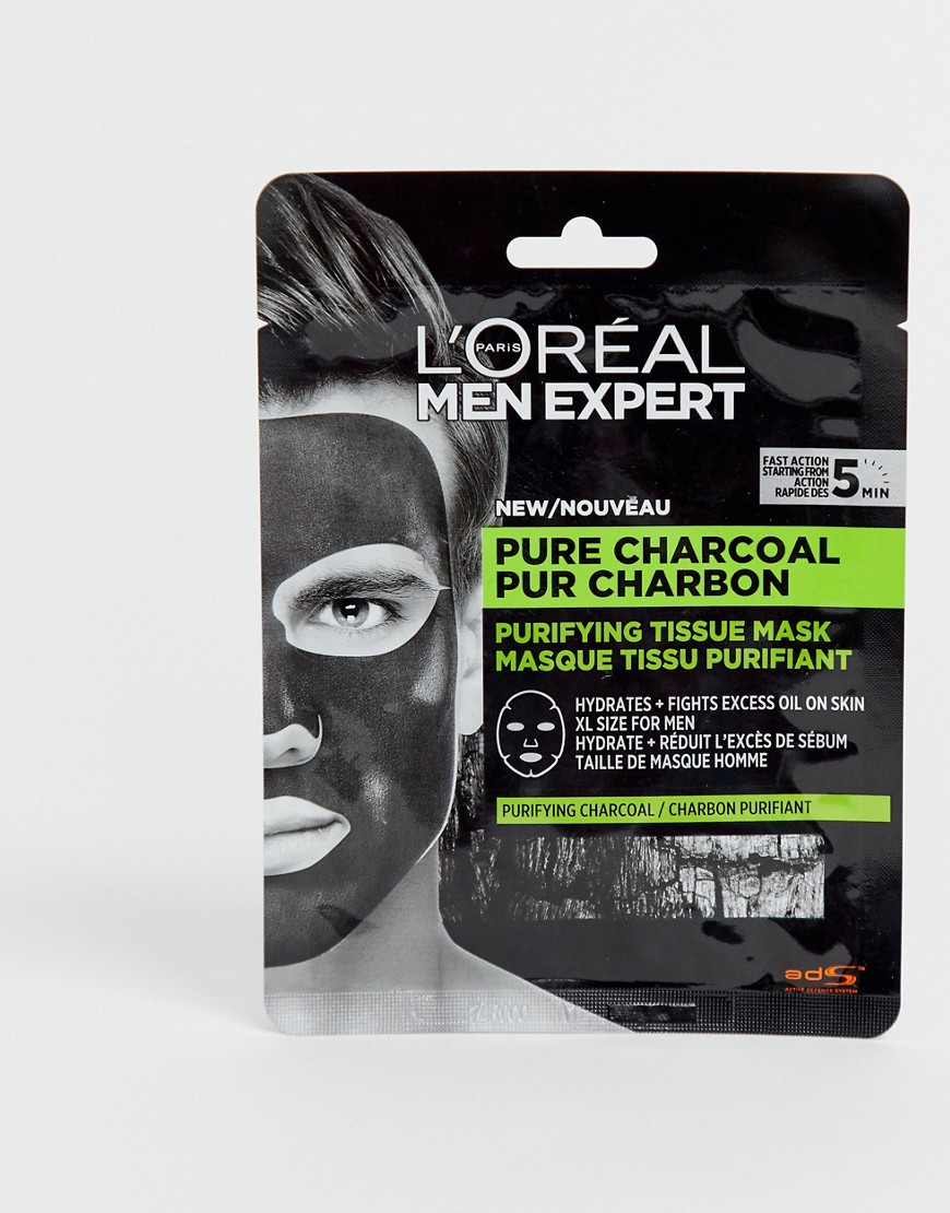 L'Oreal Men Expert Pure Charcoal Purifying Tissue Mask 30g-No Colour