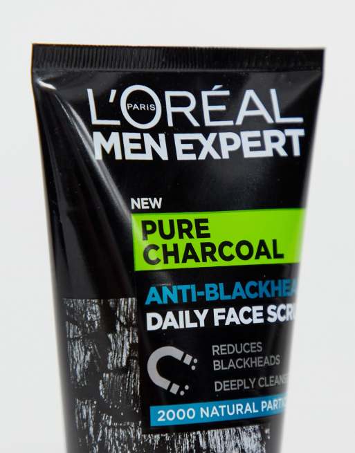 L'Oreal Men Expert - Scrub viso uso quotidiano contro i punti neri al carbone puro da 100 ml, 3 di 4