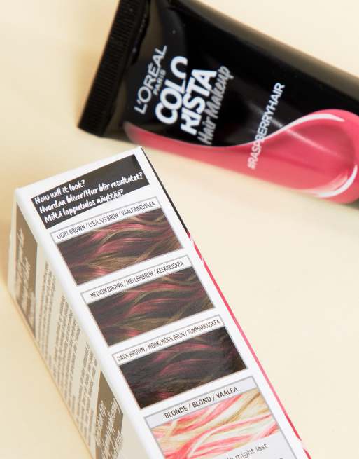l oreal paris colorista hair makeup raspberry pink temporary brunette hair colour