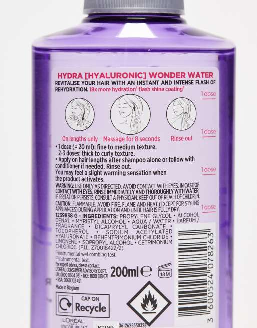 L'Oréal Paris Elvive Hydra Hyaluronic 8 Second Wonder Water with Hyaluronic Acid for Dehydrated Hair 200ml, 2 of 4
