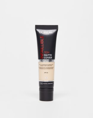 L'Oreal Paris - Infaillible 32H Matte Cover - Flüssige, langanhaltende Foundation mit 4% Niacinamid und LSF 25, 30 ml-Br...