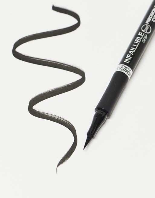 L'Oreal Paris - Infallible Grip Precision - Eyeliner nero a lunga durata 27H con punta di precisione in feltro da 0,4 mm, 3 di 4