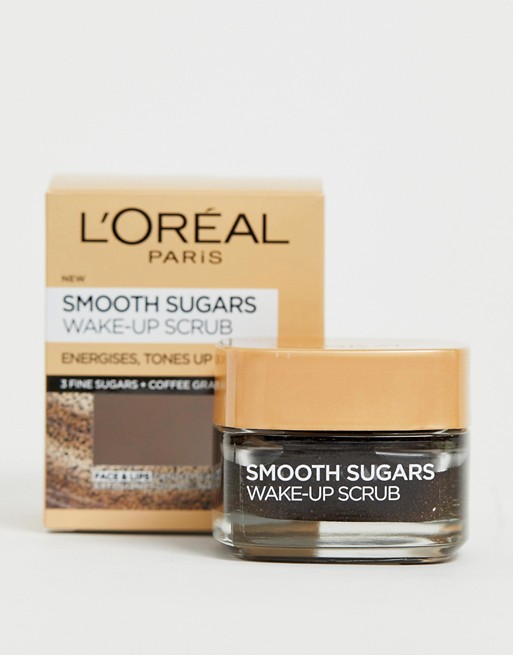 L'Oreal Paris Smooth Sugar Wake-Up Coffee Face and Lip Scrub 50ml