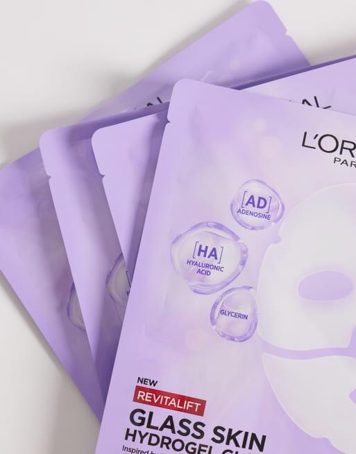 L'Oreal - Revitalift - Filler Glass Skin Hydrogel Glow Mask - Pakke med 4 masker, 3 af 5