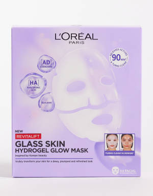 LOreal Revitalift Filler Glass Skin Hydrogel Glow Masks - 4 Pack